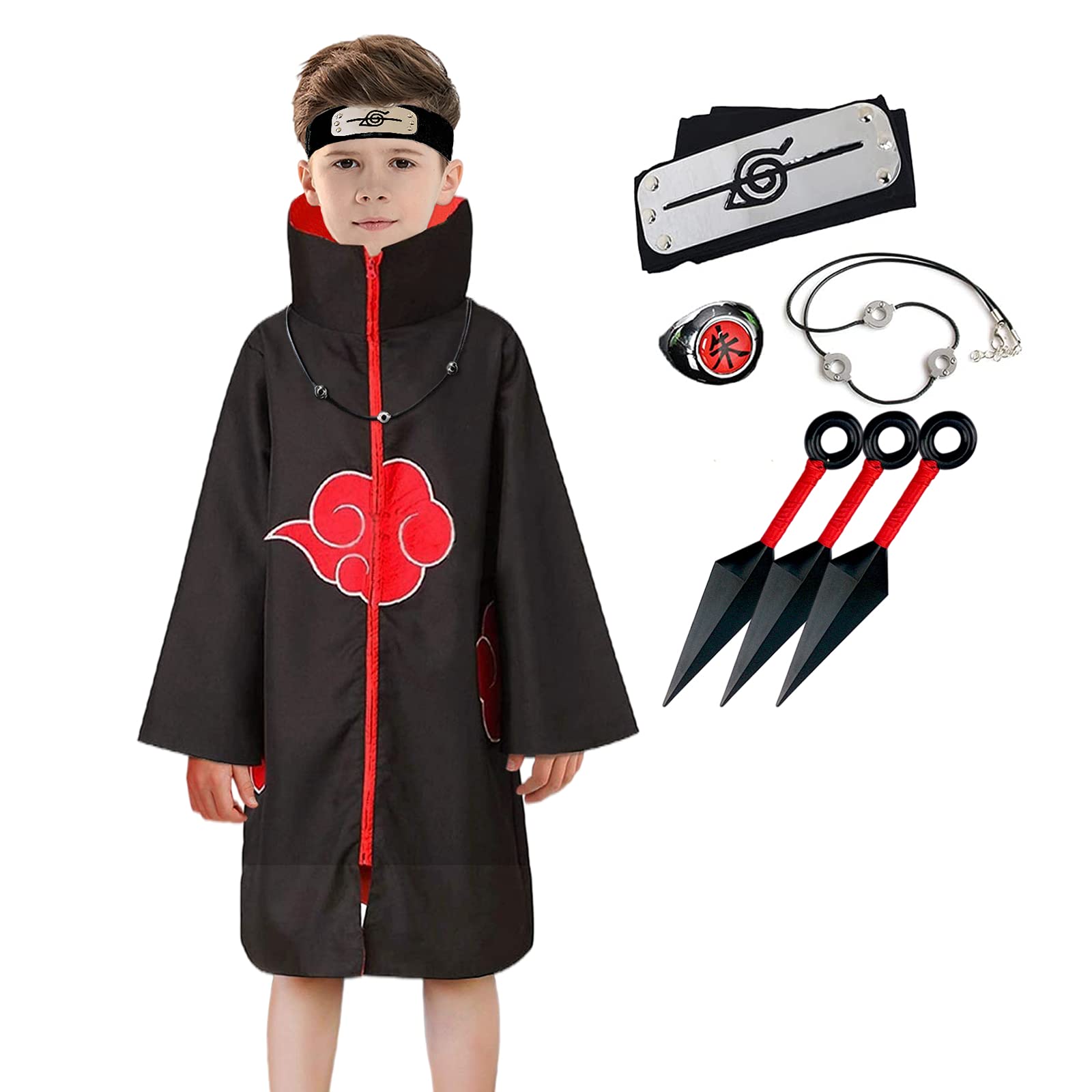 Buy Kids Akatsuki Uniform Cloak Itachi Uchiha with Naruto Halloween