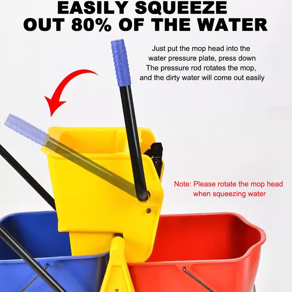 Secchio Commerciale per mop, strizzatore per la Pulizia del Secchio Doppio, Secchio Mobile per mop, con Dispositivo di strizzatura, Adatto per la Scuola (34l)