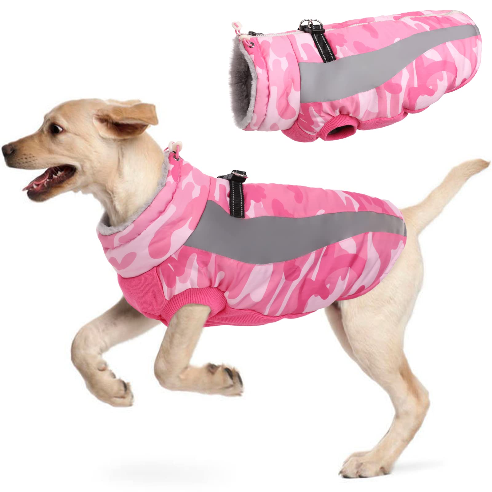 Hjyokuso Abrigo Perro, Ropa Perro, Abrigo Impermeable para Perros A Prueba De Viento, para Perros Pequeños, Medianos y Grandes, Chaqueta Perro Yorkshire, Salchicha, Chihuahua y Labrador - Rosa XXXL