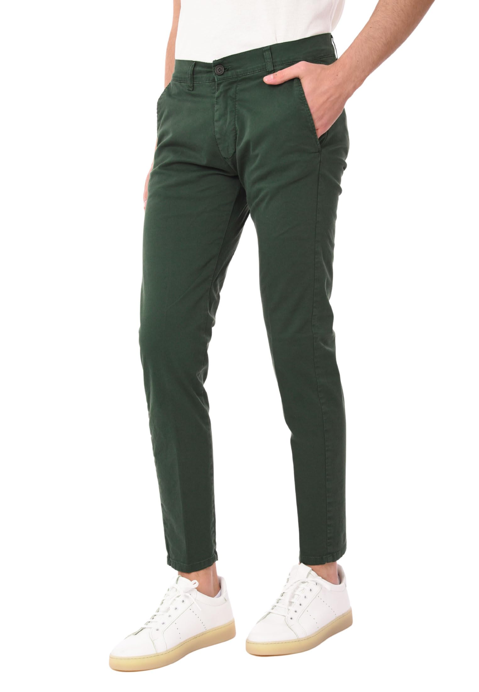 Ciabalù Pantaloni Uomo Eleganti in Cotone Taglie Comode Made in Italy Sartoriale Tinta Unita Modello Chino Capri Leggeri con Tasca America