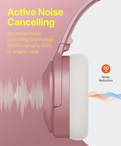 Miniatura 2 de Auriculares con cancelación activa de ruido, auriculares inalámbricos con cancelación de ruido, micrófono de 40 horas de reproducción, auriculares