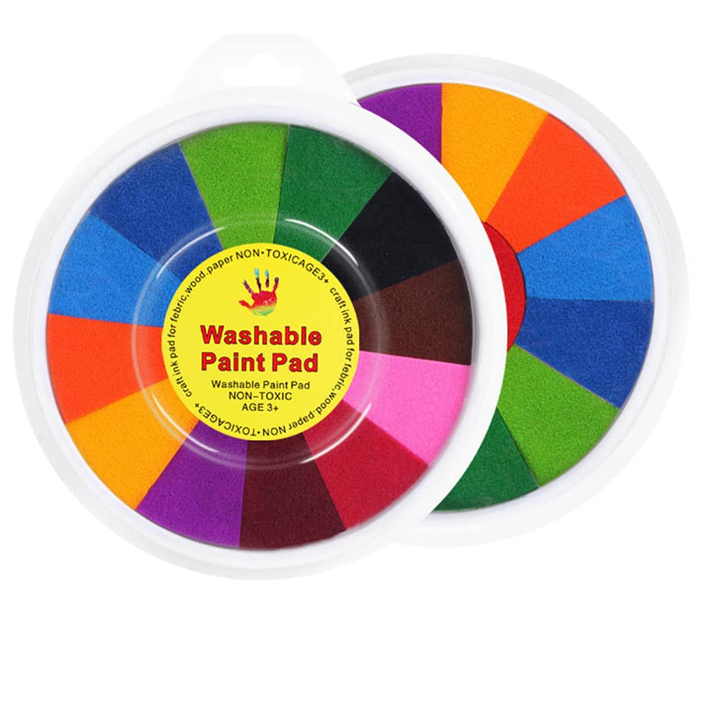 ArtioHipoCraft Large Ink Pad Stamps Partner DIY Color, Washable Rainbow Finger Ink Pad for Fingerprints Birth Footprint Rubber Stamps for Office Usage Kids Gift (13 Colors)