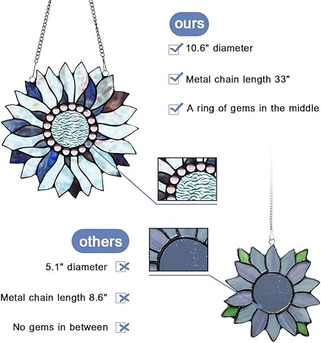 Miniatura 5 de Capulina Colgantes de ventana de girasol de gran tamaño, impresionantes artesanías, atrapasoles de sol, flores, amantes de las flores, regalos de