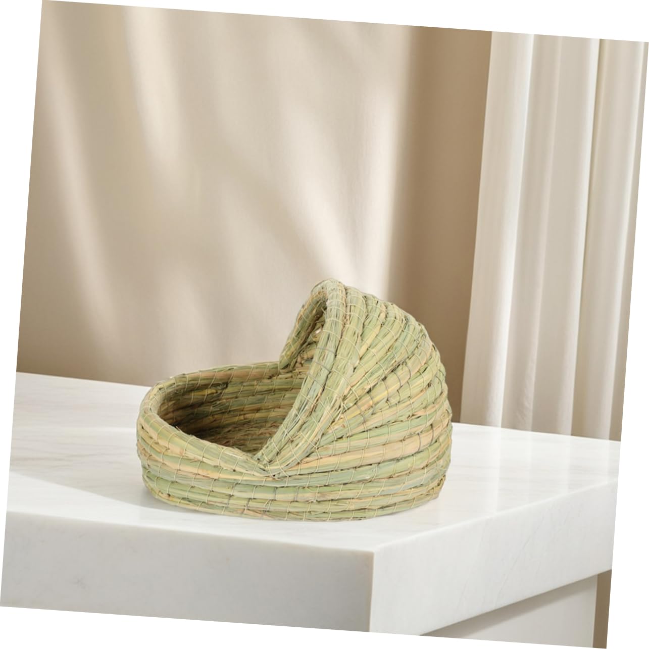 Mipcase Nido de Cría de Paja Tejida Beige para Palomas y Loros | Forma Tejida, Estilo Rústico, para Pequeñas Granjas y Patio Trasero, Favorece la Recolección de Huevos