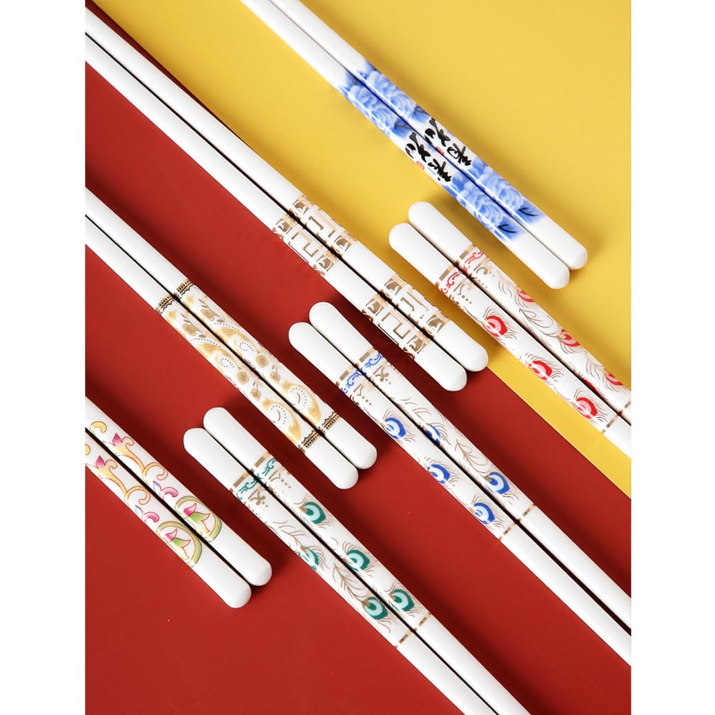 Bopsticks en Porcelaine Premium Ensemble avec boîte-Cadeau, Baguettes en Porcelaine d'os Chinois Blanches, Baguettes en céramique, Baguettes réutilisables D