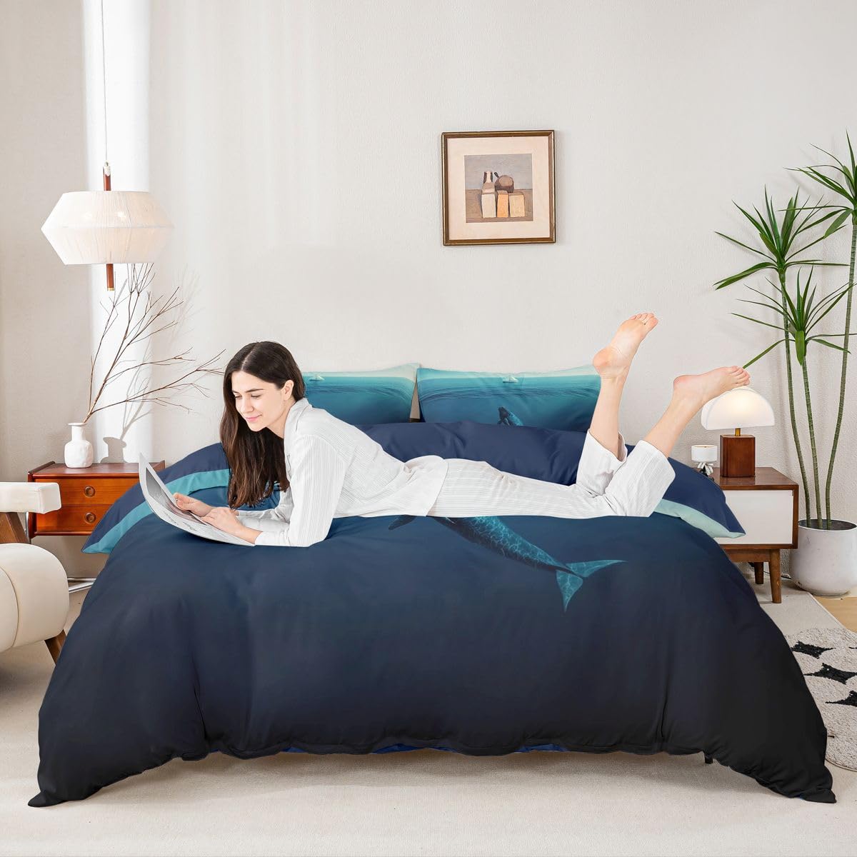 Homewish Shark Super King zestaw pościeli okrutny rekin poszewka na kołdrę ocean zwierzę poszwa na kołdrę podwodny świat oaza zestawy łóżek