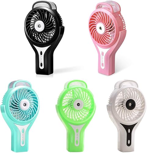 Miniatura 3 de Ventilador de nebulización de agua portátil de mano para viajes, funciona con batería recargable o alimentado por USB, humidificador y ventilador