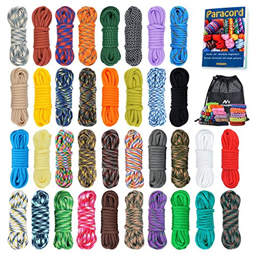 MONOBIN 36 Farben 10 Fuß Paracord 550 Combo-Kit, Paracord-Armband-Bausatz – Multifunktions-Paracord-Seil mit Anleitung zur Herstellung von Lanyard, Hundehalsband, Geschenkidee (36 Farben - B)