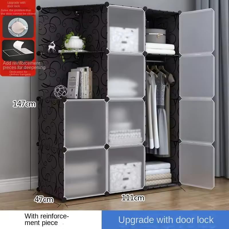 Image of Foldable Plastic Wardrobe for Clothes - Baby Cupboard for Clothes Storage, Wardrobe for Kids, Plastic Almirah, Collapsible Wardrobe for Kids Livingroom & Home (HL1 Black)