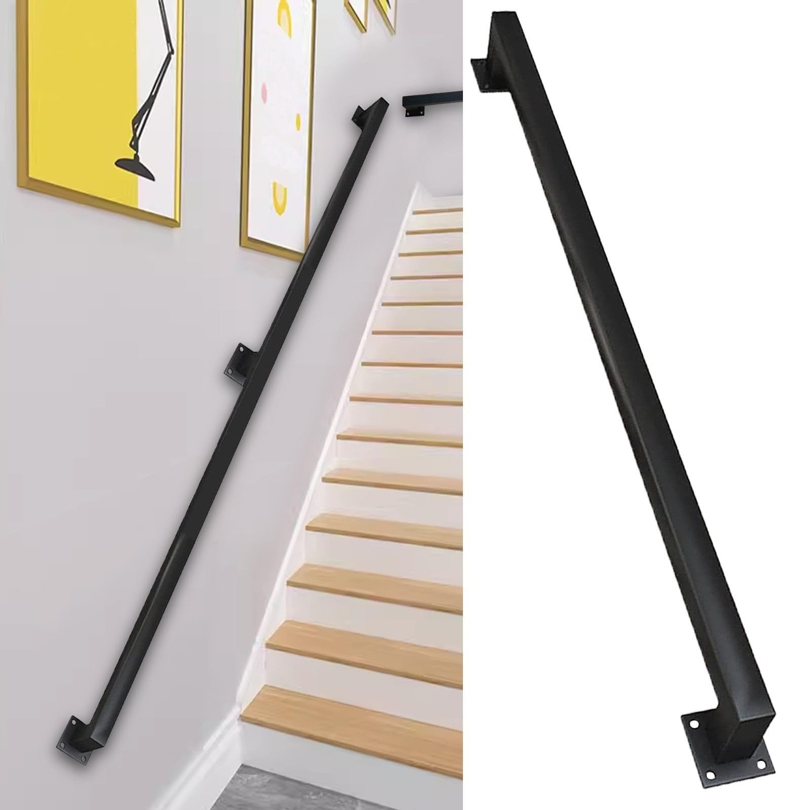 Wandhandlauf Aus Schmiedeeisen – 60 Cm, Schwarz, Rutschfest & Rostbeständig Für Treppen Innen/außen