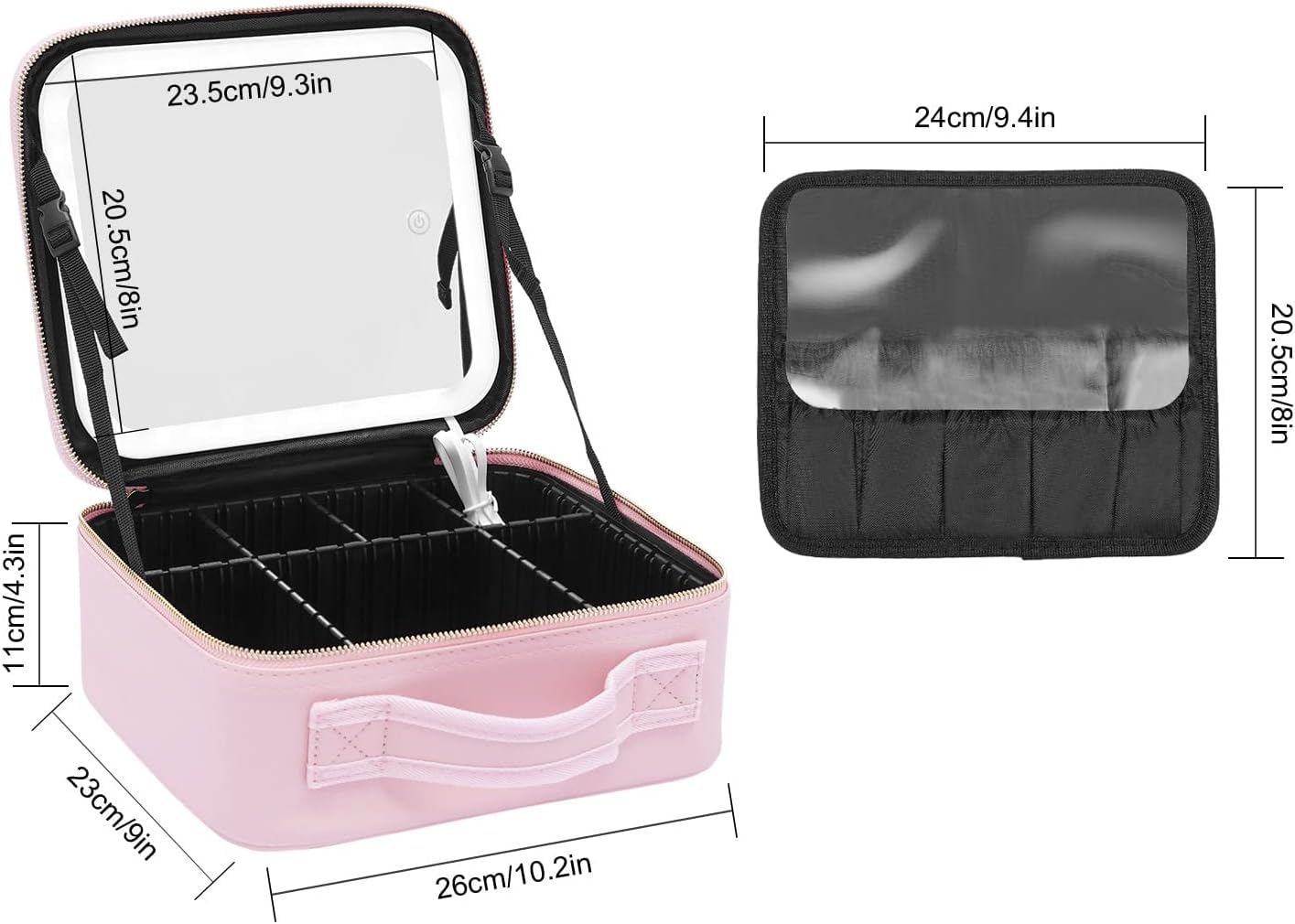 Kosmetyczka, Etui Na Organizer Pu, Etui Do Makijażu, Pudełko Na Kosmetyki, Podróżna Kosmetyczka Ze światłami I Lustrem, Kosmetyczka, Kosmetyczka Z Zamkiem, Duży Zestaw O, 1