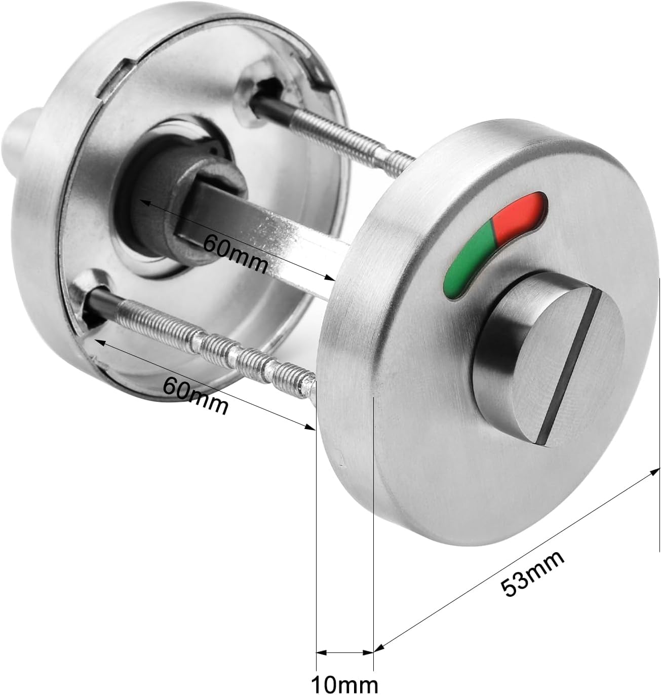 HENGBIRD Rosetta per WC con indicatore di occupazione, in acciaio inox, per porta WC, in acciaio inox, bagno
