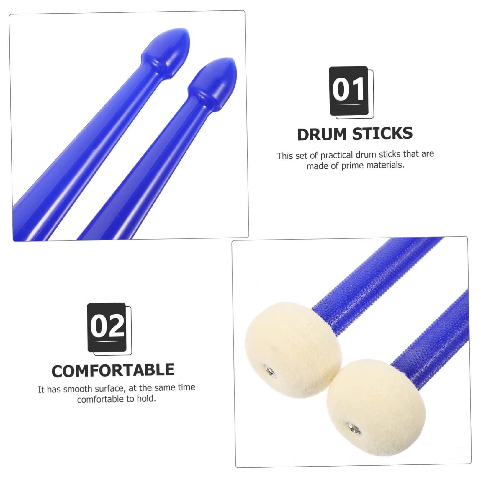 Abaodam 2paare Professionelle Doppelseitige Schlagzeugstöcke Aus Nylon Vielseitige Und Langlebige Percussion-sticks Für Optimale Geeignet Für Schlaginstrumente Dunkelblau