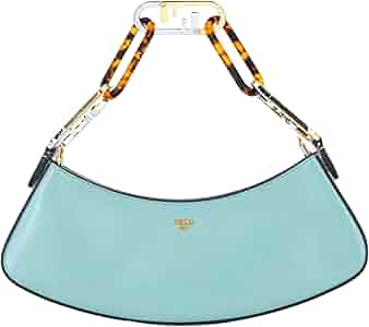 Amazon.com: FENDI O'Lock Swing Turquoise Blue Calf Leather Small