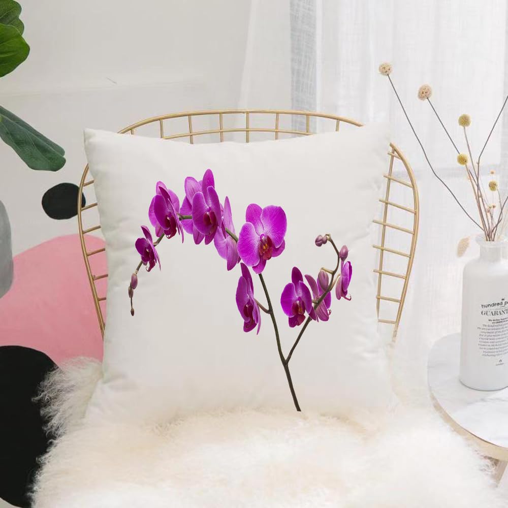 HYOSXW Cushion Cover,Throw Pillow Case Home Decorative for Living Room Bedroom Sofa Chair 16X16 Inch,Magenta Decor,Wild Orchids Petal Florets Branch Romantic Flow,Pillowcase 40X40cm