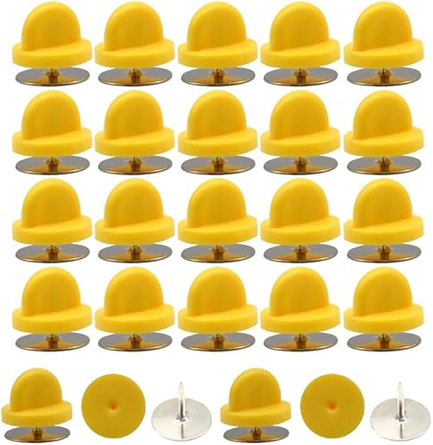 Miniatura 7 de Juego de 200 unidades/100 pines de goma de 0.394 pulgadas con pines de metal en blanco, tapa para pines de solapa, broches, corbatas, sombreros