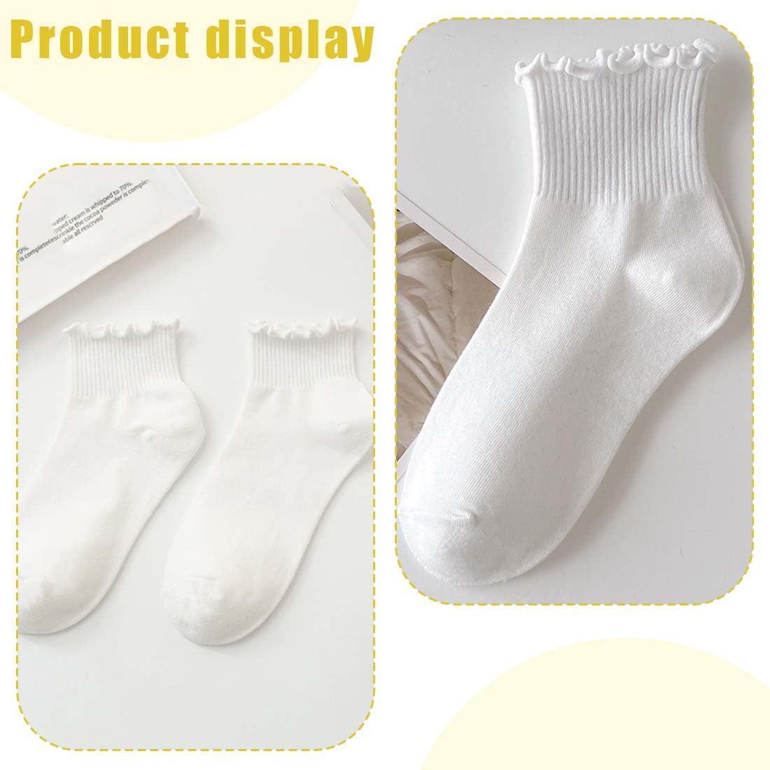 Pack De 6 Chaussettes Femme à Volants - Blanc Dentelle - Socquettes Mignonnes Pour Tenue École Ou Style Kawaii