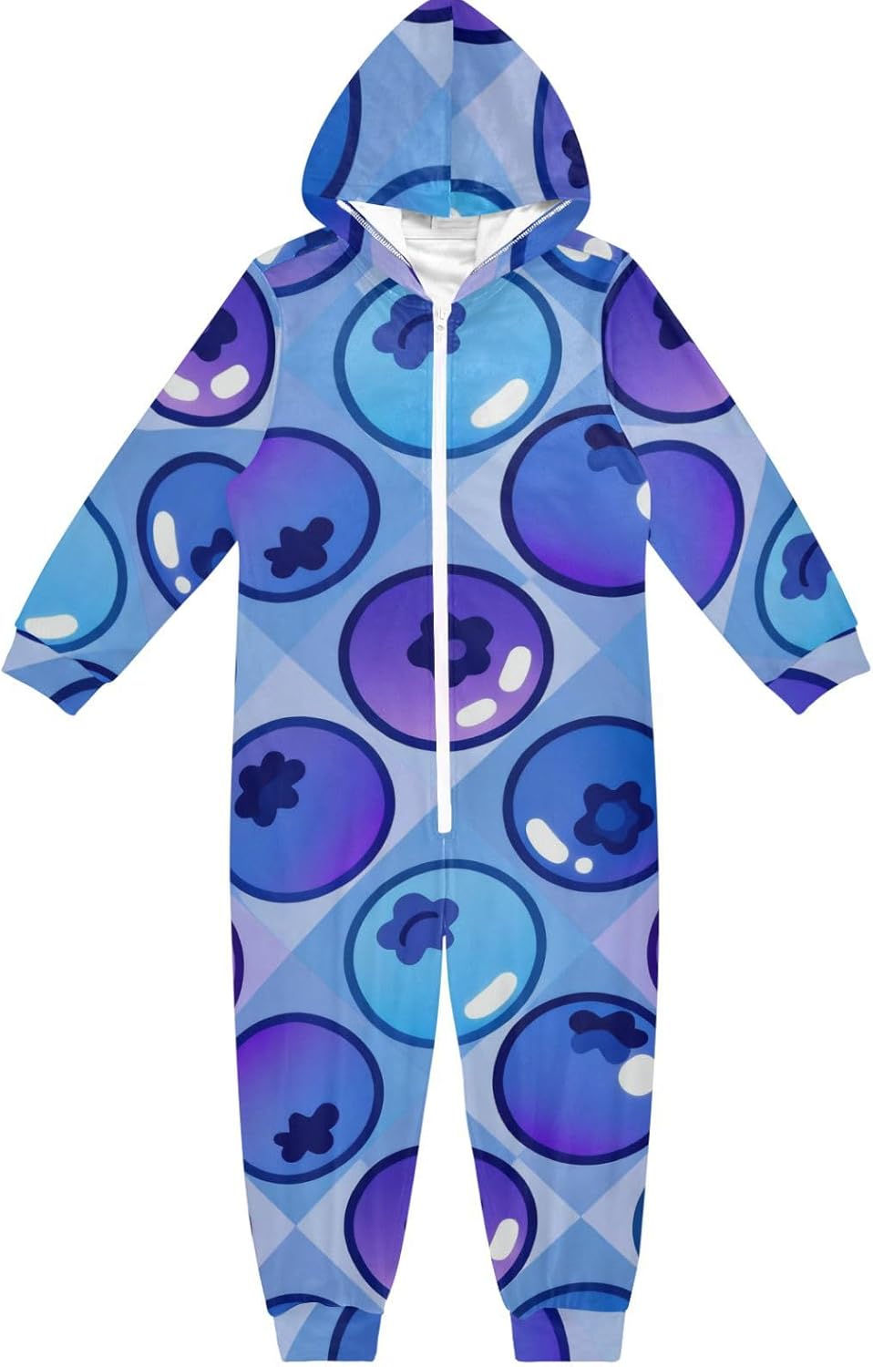 Cartoonblueberry PlaidsOnesie PajamasZipper Hooded Home Casual Pjsfor Christmas Home
