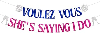 Voulez Vous She's Saying I Do Banner, She Found Her Honey Honey Bachelorette Party Decorations, Dancing Queen Bridal Shower Wedding Bachelorette Party Decorations Blue Pink Glitter