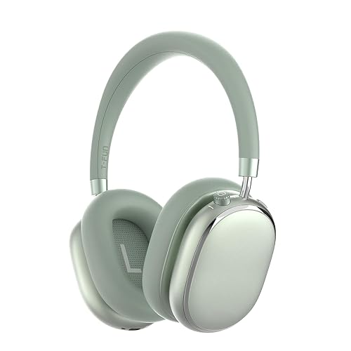 T-fun NC95 Hybrid Active Noise Cancelling Headphones with Knob Control, 65H Playtime Over Ear Headphones Wireless Bluetooth 5.3, App Control, Hi-Res Audio, Comfort Fit, Clear Calls for Travel/Workout - Spring Green