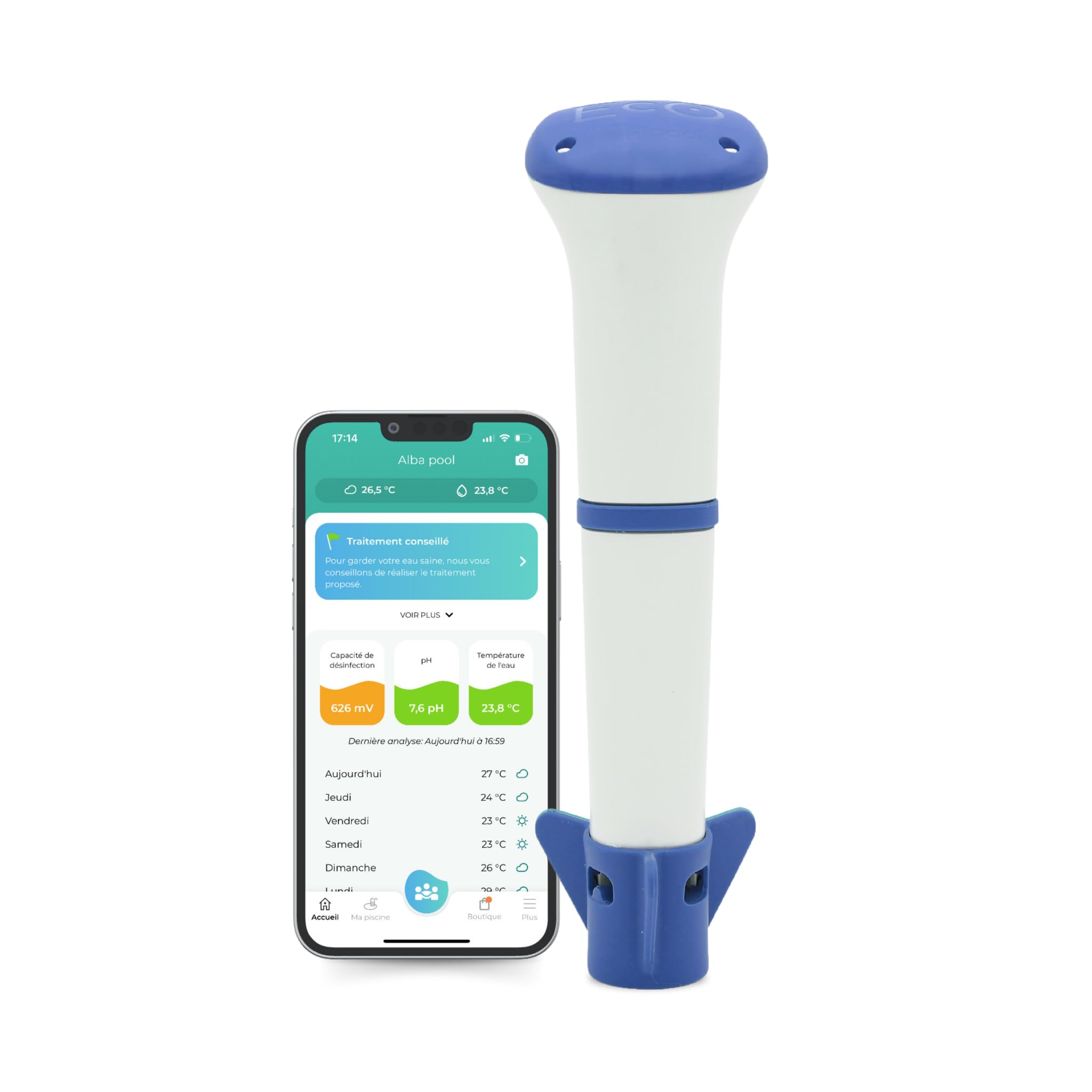 EcO Start Sel - Analyseur de Traitement de l'eau pour Piscine et Spa au sel (EcO Salt)