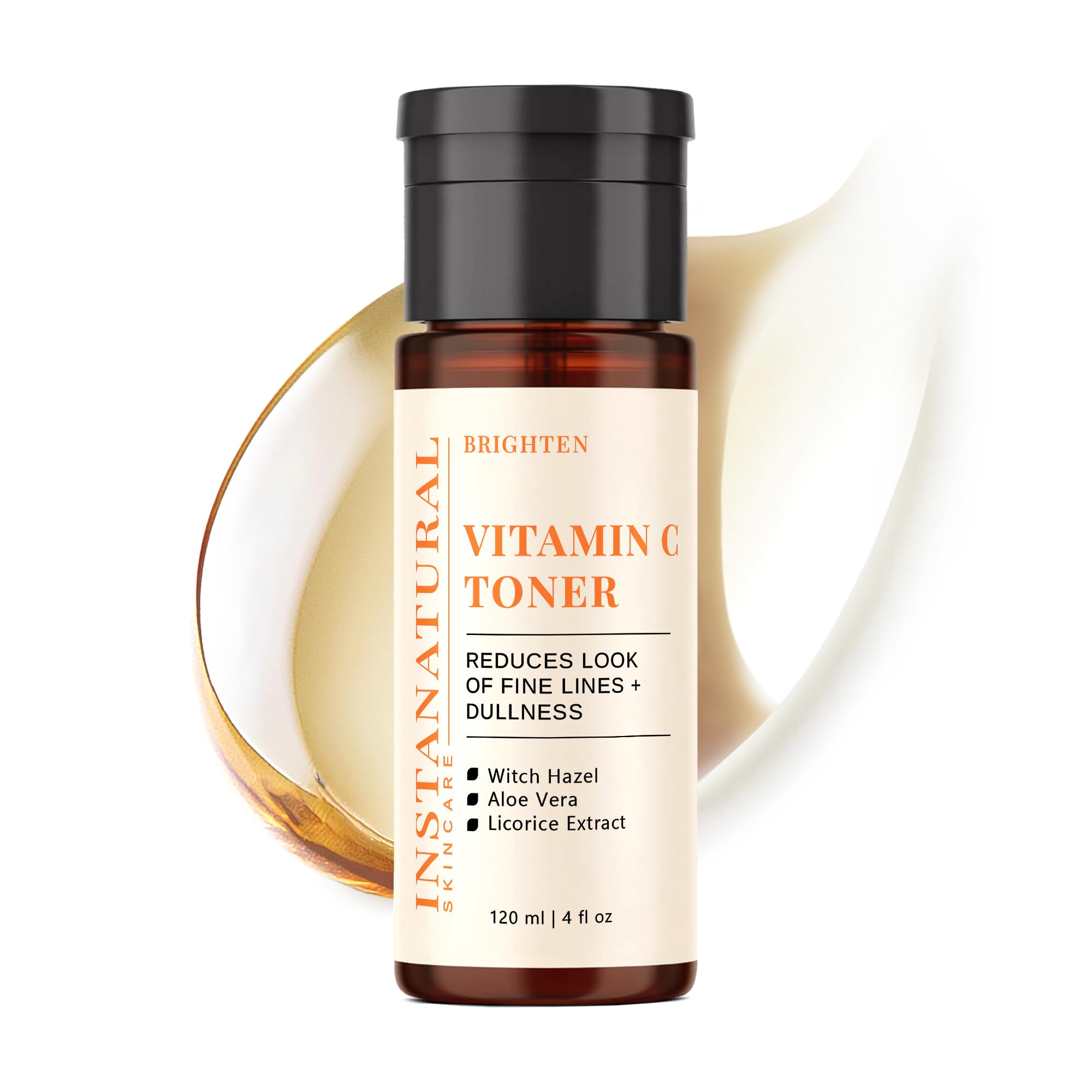 InstaNatural Vitamin C Face Toner, Brightens, Balances pH and Reduces Signs of Aging, Fine Lines and Wrinkles, with Witch Hazel, Lavender and Geranium Oils, 4 Fl Oz