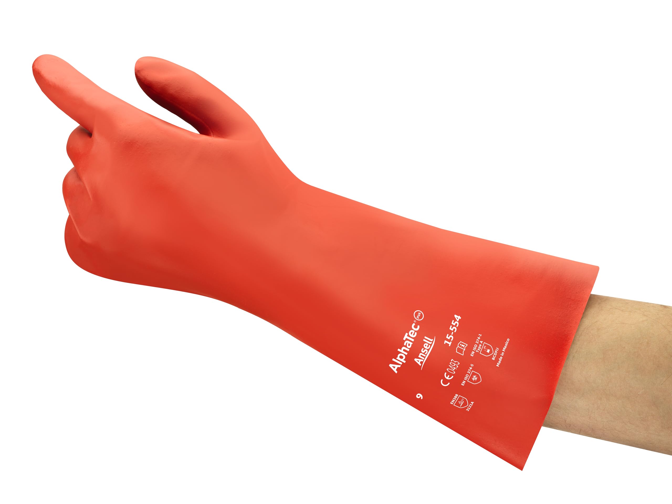 Ansell AlphaTec 15-554 - Guantes de trabajo multiusos, resistentes a los químicos, destreza y tactilidad, diseño fino y flexible, color rojo, talla XL (1 par)