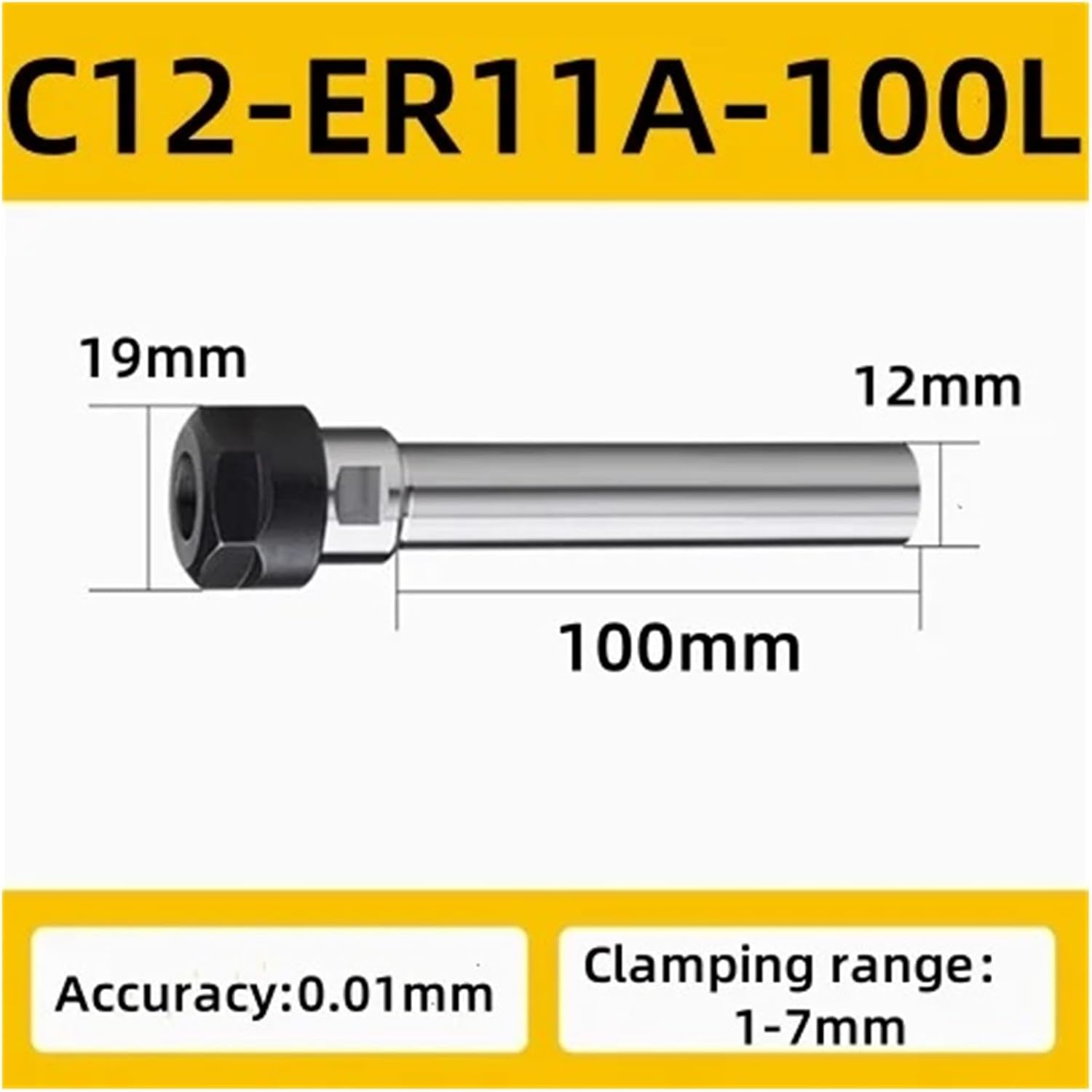 Straight Shank Extension Rod ER11 ER16 ER20 - Precision Grinding Milling Tool for Deep Hole Machining-1pc(C12-ER11A-100L)