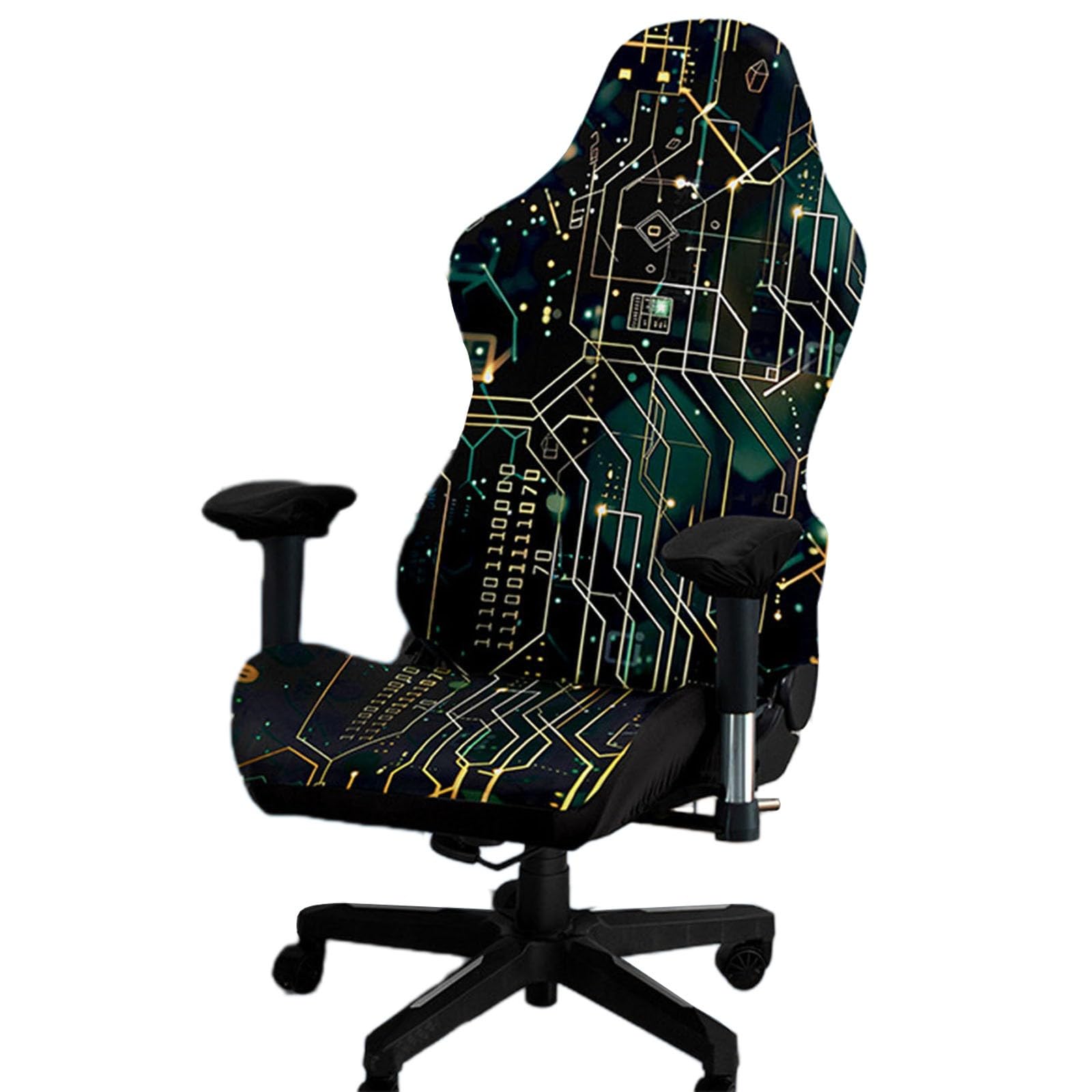 Kitegrese A Printed Gaming Chair Slipcover, Cat Scratch Proof Stretchable Game Chair Cover With Rms Cover(A)