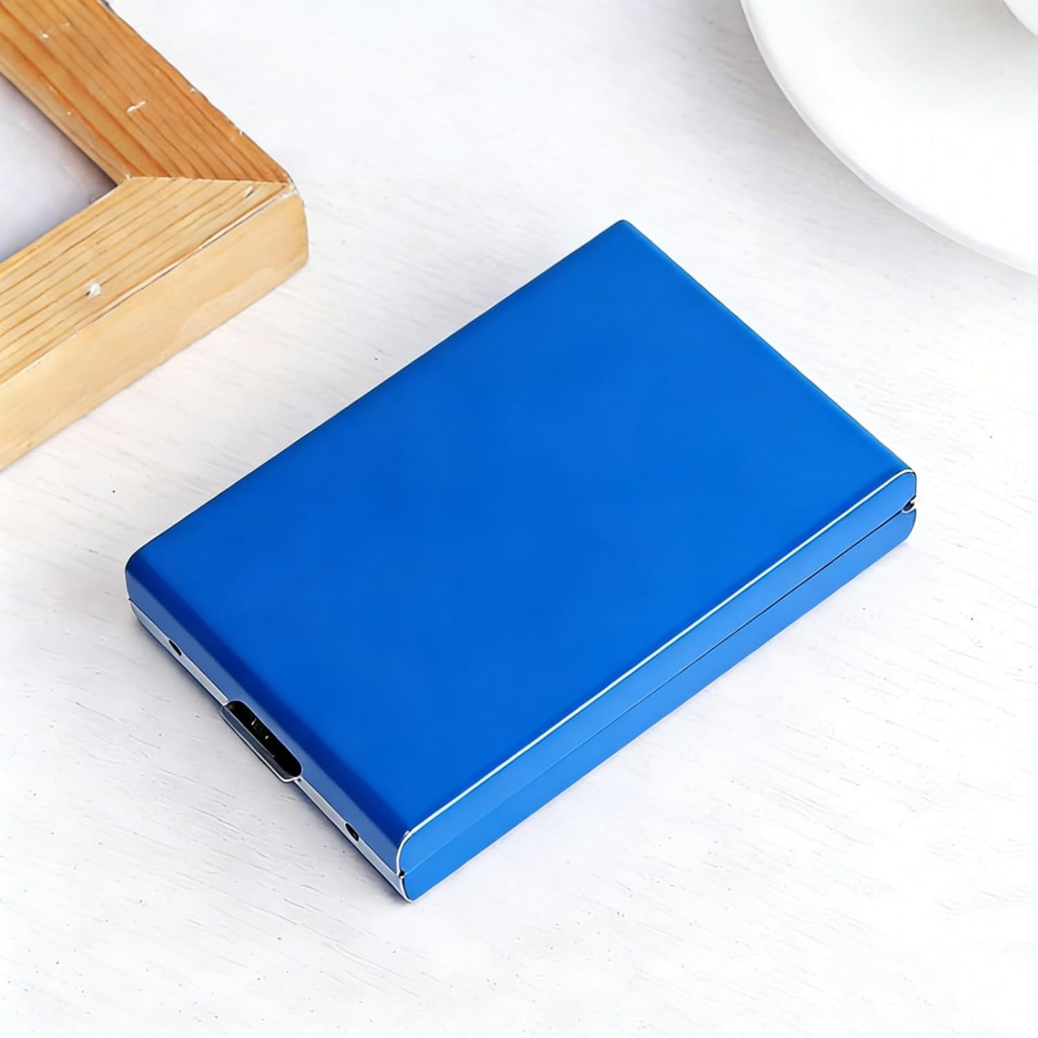BJ Stainless Steel Card Holder Wallet, Slim Metal RFID Blocking Wallet for Men & Women, Minimalist Metal Credit Card Holder，Holds Credit/Debit/Business/ID Cards(Blue metal wallet 10 Card Slot)