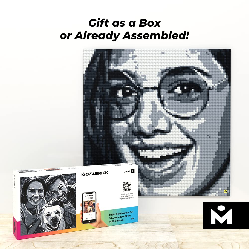 MOZABRICK Set L- Klemmbaustein Mosaik Foto Bausatz, personalisiertes Geschenk, Benutzerdefiniert, Bild Baukasten, Bauset, Pixel Art Kunst Steckbaustein Gemälde