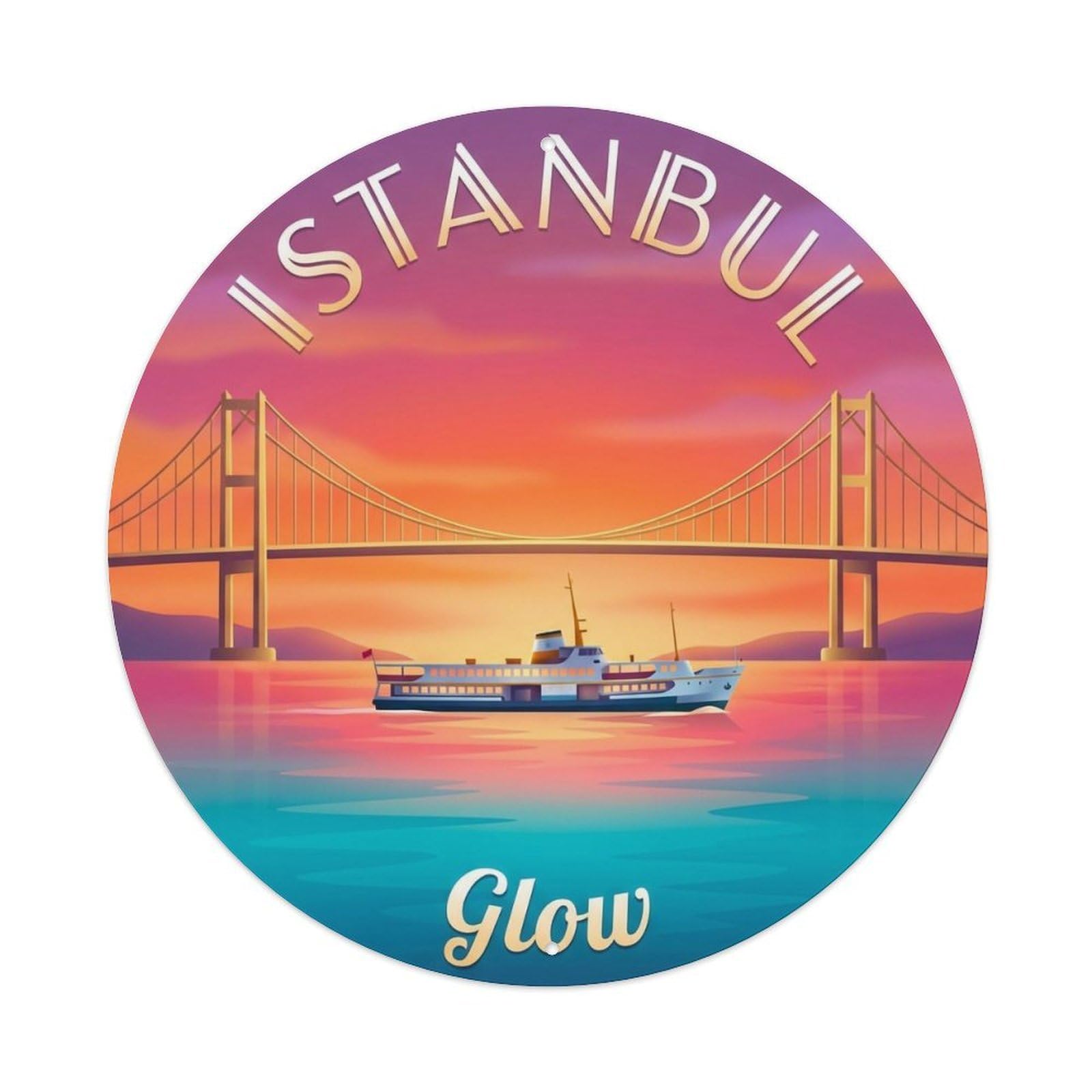 Este 8X8inch Style Vintage Travel Istanbul Turkey Glow Metal Tin Sign