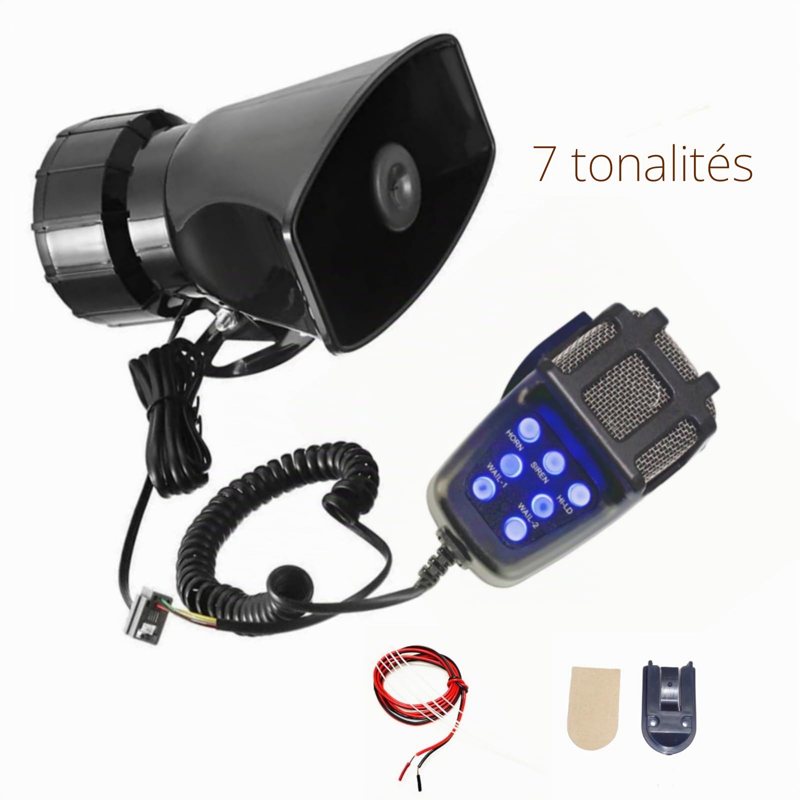 Klaxon de voiture Sirène Klaxon Blu - ray bouton 130db Trompette d'air Amplificateur sonore d'urgence Système de haut - parleurs pa avec microphone 7 tones Car Horn pour 12V camion voiture etc