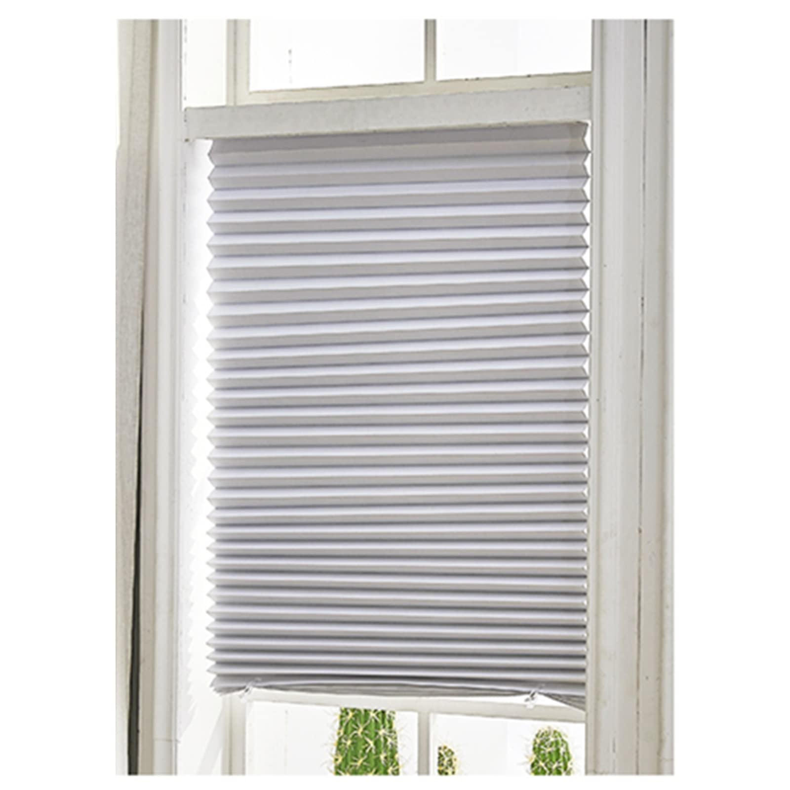 LFFH Light Filtering Pleated Fabric Shade, Temporary Window Blind Room Darkening Pleated Window Shade Easy To Cut And Install (Color : White(full shading), Size : 60x150cm)