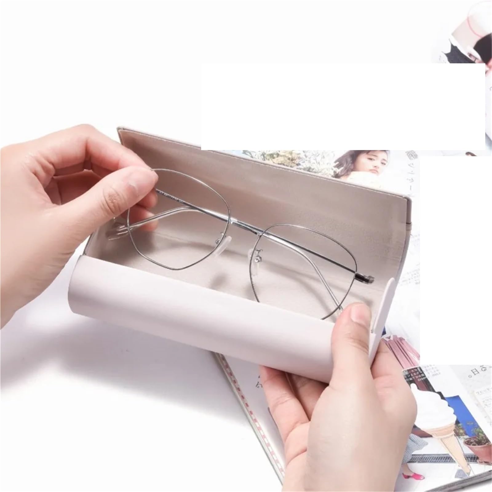 Estuche de cuero for gafas, caja almacenamiento portátil antipresión, accesorios for, 2 uds Para Gafas