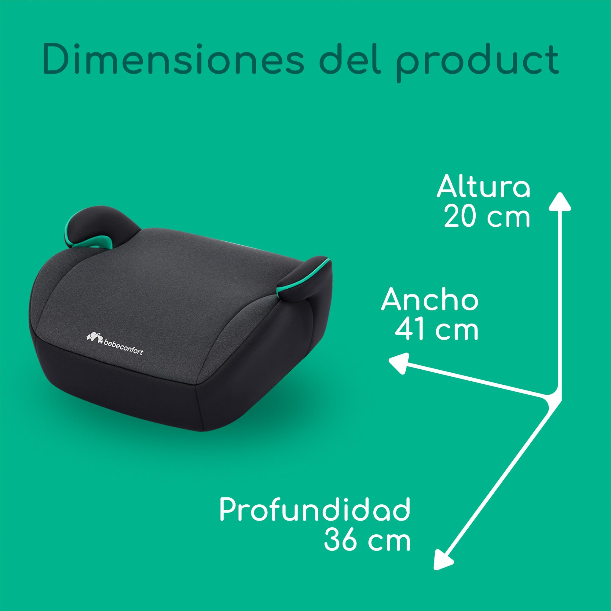 Bebeconfort Manga i-Safe, Asiento Elevador Coche, 6-12 Años, 128-150 cm; Silla Coche, Compacto y Ligero (<1 kg), Fácil Instalación con Cinturón, Acolchado, Tejidos Suaves, Tinted Black — view 8
