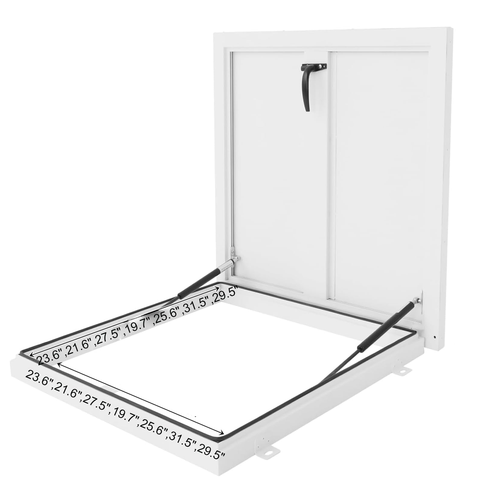 Trappe De Toit en Aluminium - Porte Daccès Au Toit Blanche Et Résistante pour La Maintenance, Lévacuation Et La Sécurité du Bâtiment - Idéale pour La Black-25.6" L x 25.6" W