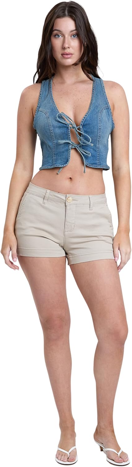 YMI Jeans Women's Cropped Tie Front Vest, V44875
