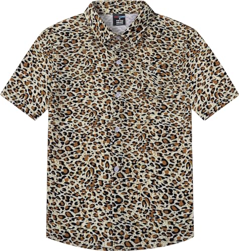 COSLAND Boys' Animal Print Hawaiian Shirt Kids' Novelty Button Down Shirt, X-Small-Large