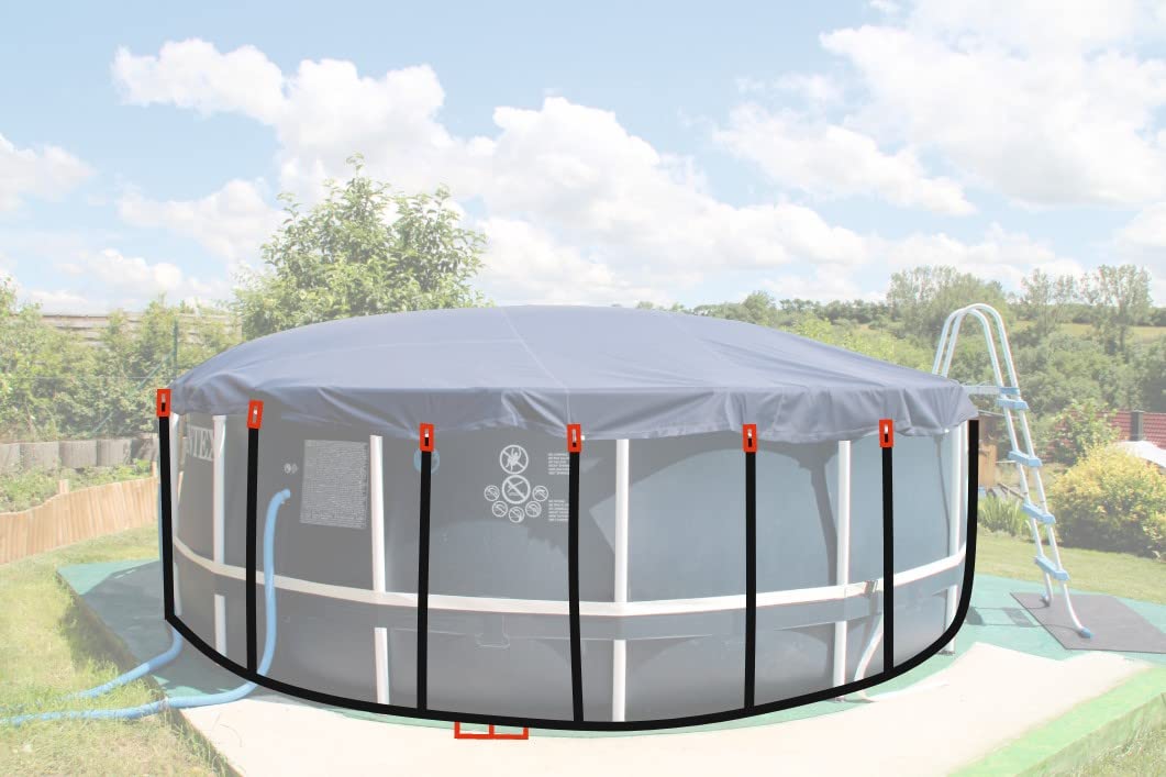 PoolBelt | Befestigungsset Poolplane | Befestigung Poolabdeckung | Für Stahlrahmen-/ Framepool rund (Poolgröße Ø 5.000mm)