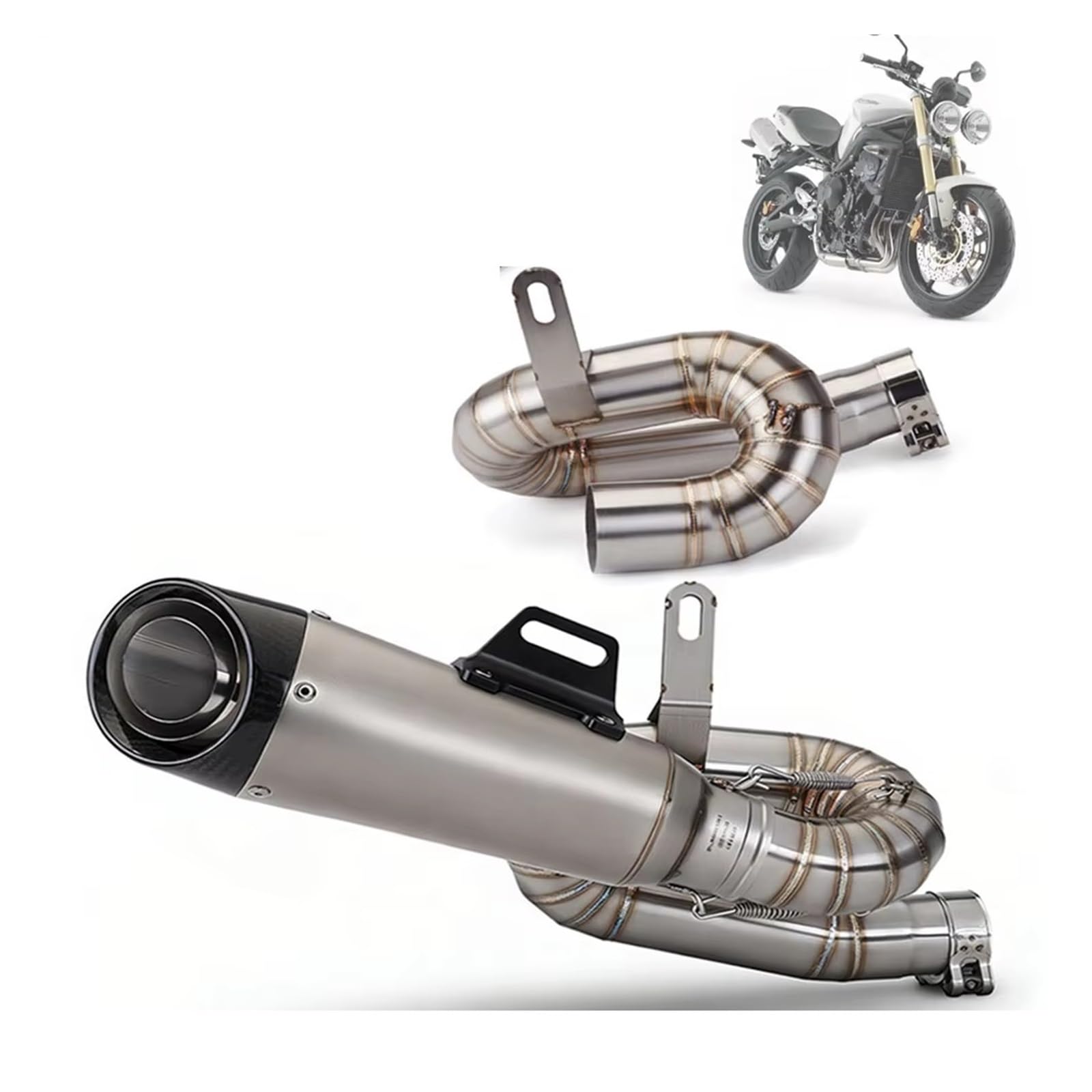 silencioso escape moto Para STREET Para TRIPLE 765R 765S 2017-2024 | Para 765RS Escape tubo de enlace medio silenciador de fibra carbono tubo Escape de motocicleta(Middle)