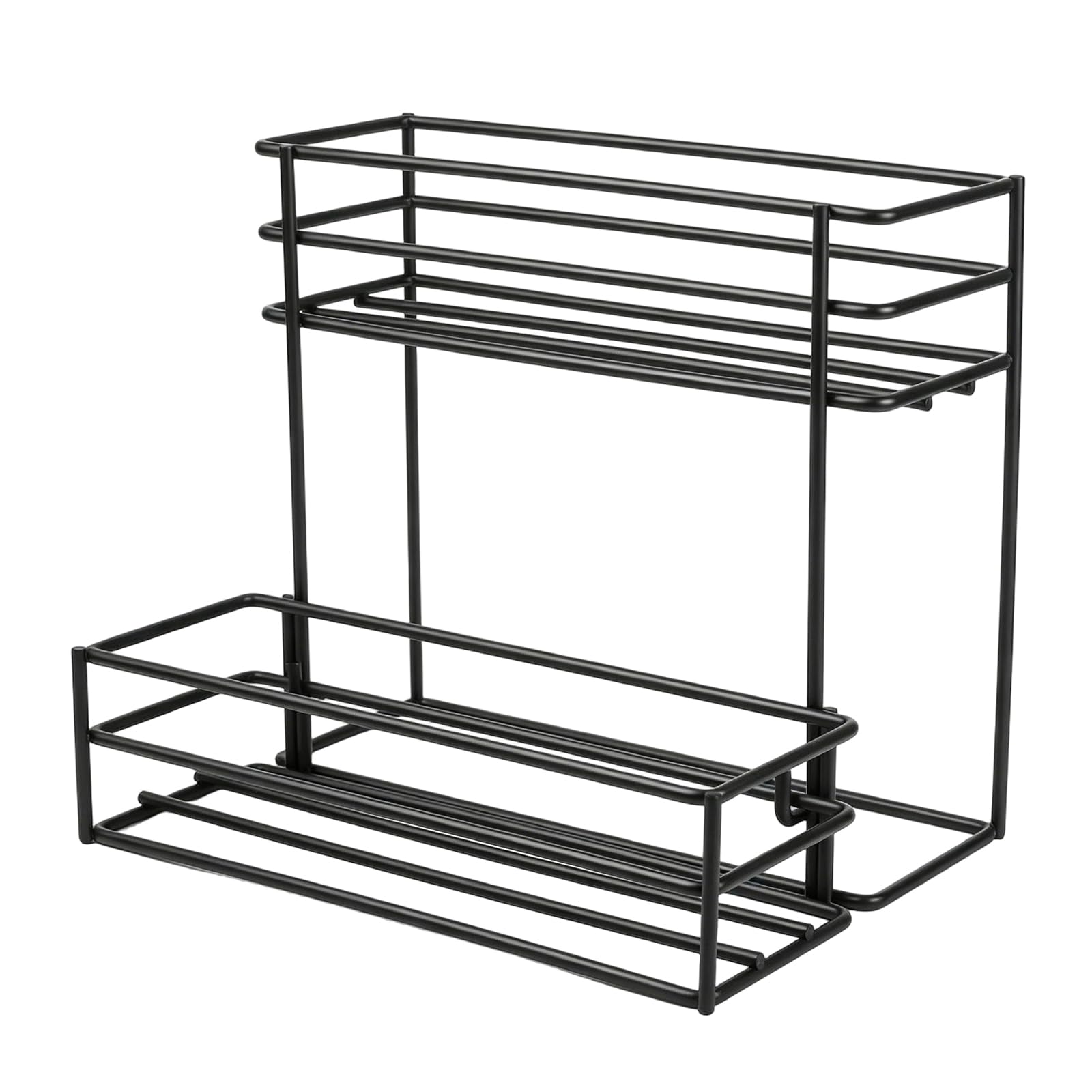 carotoe Countertop Condiment Bottle Rack, Black Metal Organizer for Coffee Syrup and Kitchen Counter Bottle Storage Holder Countertop Syrup Organizer Holder Coffee Station Rack