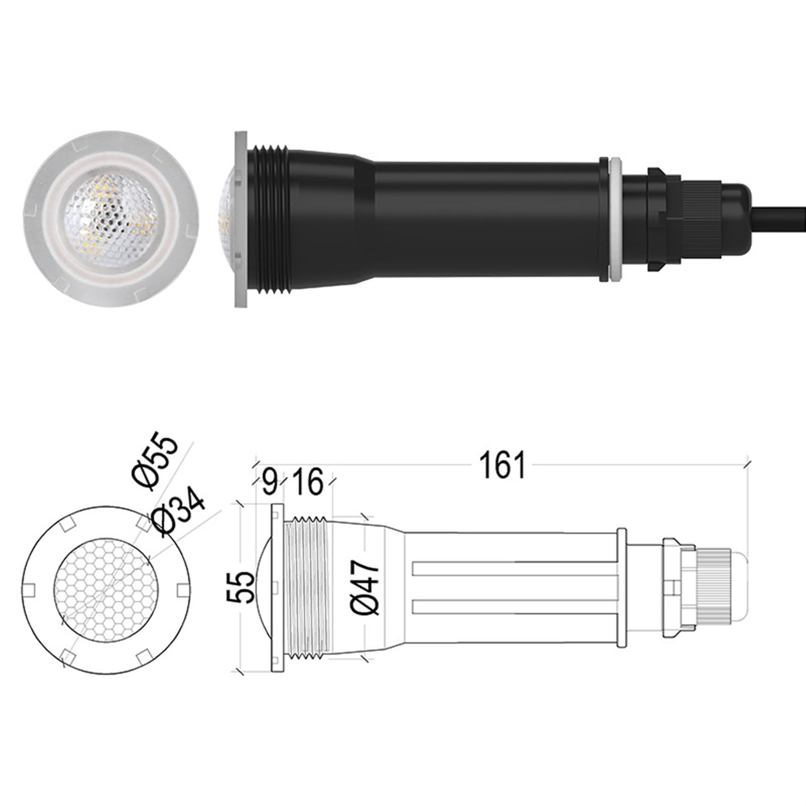 EDEDE Luci Piscina, LED colorato RGB Luce respiratoria Luce Subacquea Piscina Luce Subacquea Luce stellare(Warm White,10W)