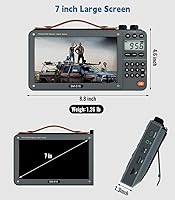 Vista 5 de Radio de 720P con pantalla de 7 pulgadas AM FM para películas y videos con altavoz Bluetooth, radio recargable digital de onda corta MP3 MP4