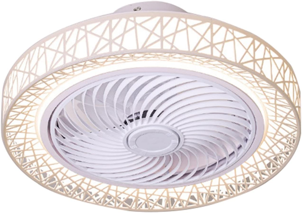 YUEGOO Ceiling Fans with Lamps,Modern Ceiling Fan with Light 60W Led Stepless Dimming Ceiling Fans Light with Remote Control,3 Colors 3 Speeds/White
