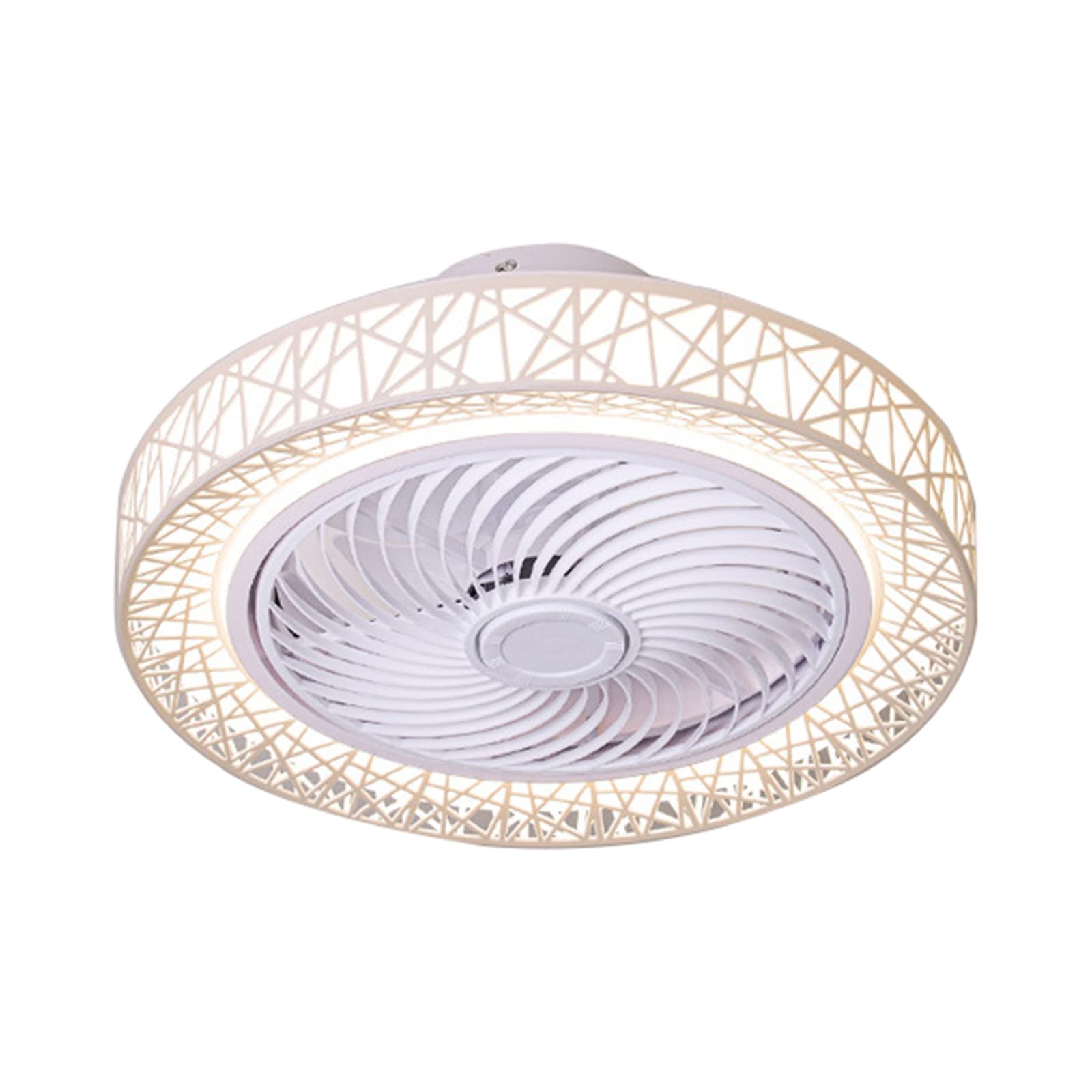Ventilateur de plafond moderne avec lumière LED 60W réglable et télécommande pour salon blanc