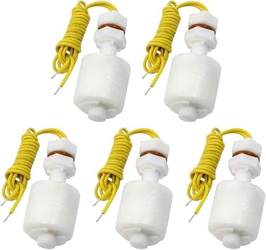 DollaTek 5Pcs Liquid Level Sensor DC100V Fish Tank Water Float Switch, PP Plastic, 52mm
