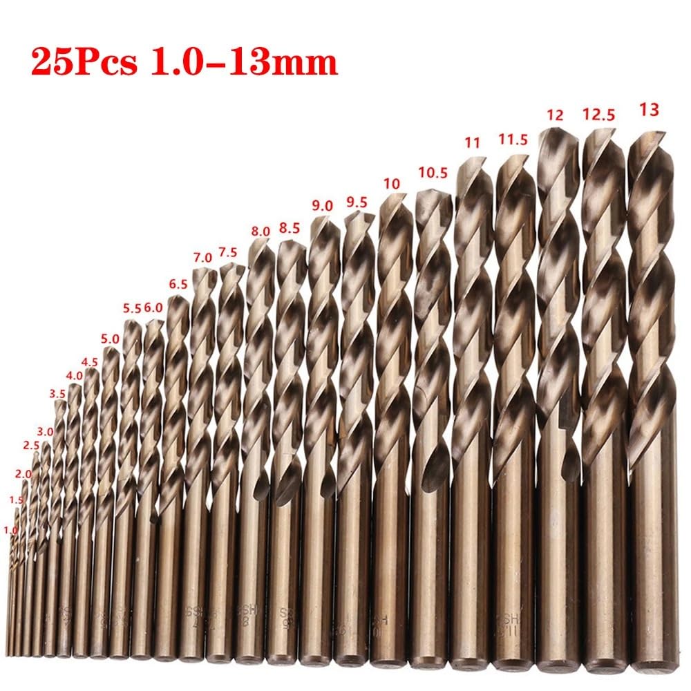 5Pcs M35 Cobalt Metal Drill Straight Shank Twist Drill Bit Set HSS-Co Hole Opener Tool For Stainless Steel Metal Iron Woodworking(25pcs)