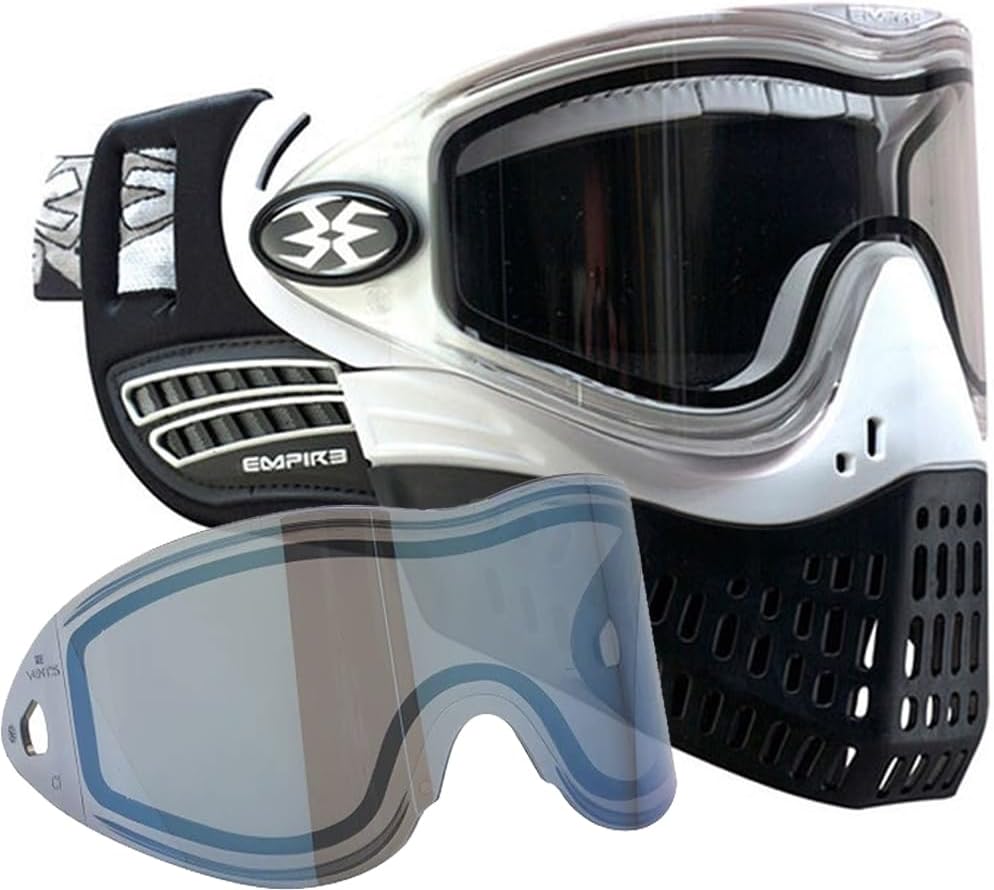 Empire E-Flex Paintball Mask/Goggle White/Black with 2 Quick Change Thermal Lenses