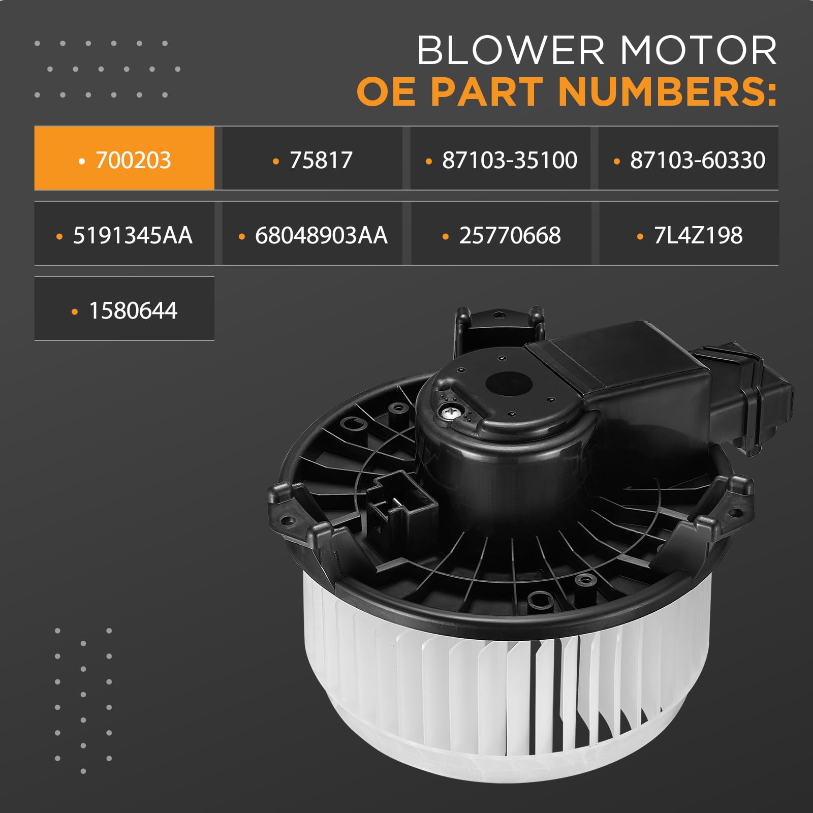 Front Blower Motor Fan – Fits Dodge Ram 1500/2500/3500, Honda Accord, CR-V, Pilot & More – Direct Replacement